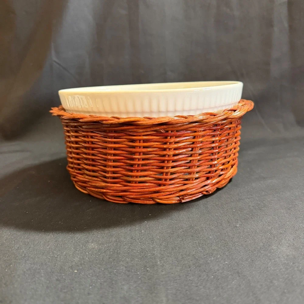 Soufflé‎ Baker Wicker Basket Vintage BIA Cordon Bleu Catherine Fruit 2 Piece